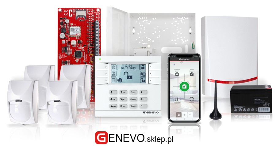 Zestaw alarm GENEVO PRiMA 6 GSM płyta główna + manipulator LCD + 4x Czujnik ruchu powiadamianie na telefon
